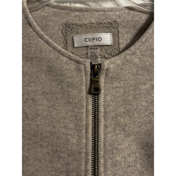 Cupio Camel Bomber Jacket Sz M Wool Blend Biker Jacket Academia Office Capsule - Picture 2 of 10